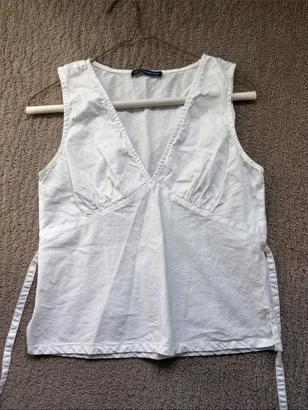 Brandy Melville White V-Neck Tank Top w/Tie Back
